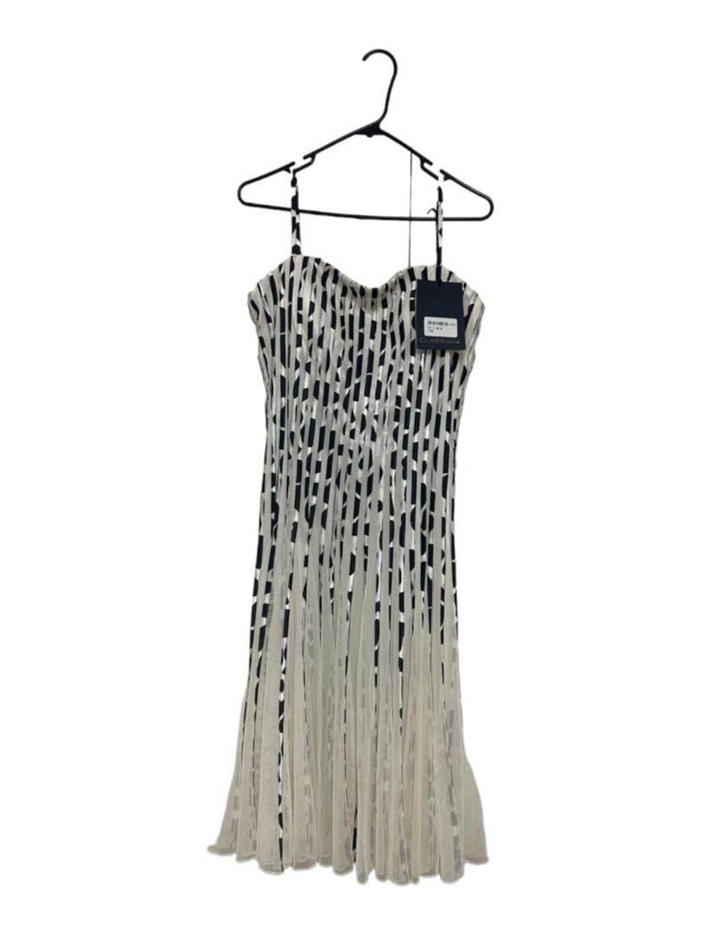Roberto Cavalli Black & White Pleated Spaghetti Strap Dress